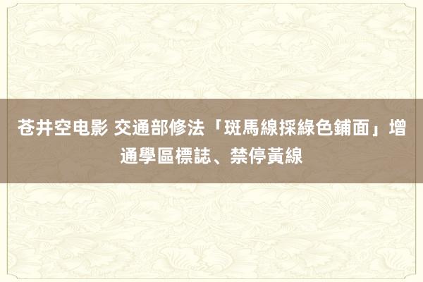 苍井空电影 交通部修法「斑馬線採綠色鋪面」　增通學區標誌、禁停黃線