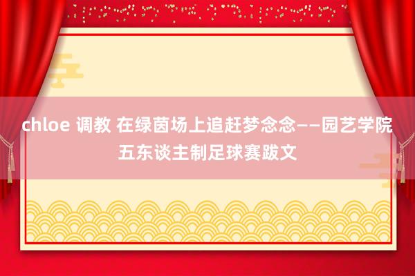 chloe 调教 在绿茵场上追赶梦念念——园艺学院五东谈主制足球赛跋文