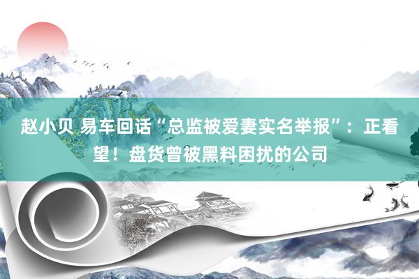 赵小贝 易车回话“总监被爱妻实名举报”：正看望！盘货曾被黑料困扰的公司